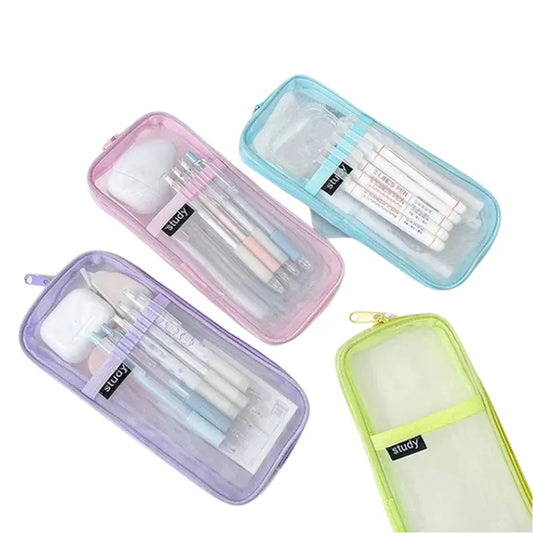 Transparent Mesh Double-Layer Pencil Case – Lightweight & Stylish | Go Clear Bag