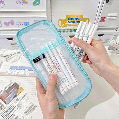 Transparent Mesh Double-Layer Pencil Case – Lightweight & Stylish | Go Clear Bag