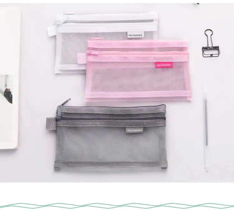 Simple Transparent Double Mesh Pencil Case | Office & School Supplies | Go Clear Bag