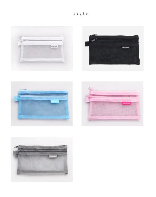 Simple Transparent Double Mesh Pencil Case | Office & School Supplies | Go Clear Bag