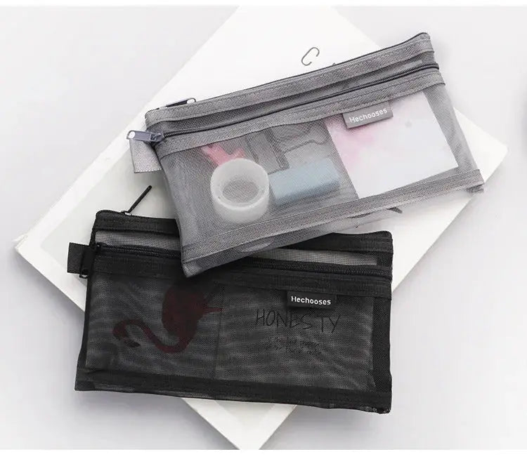 Simple Transparent Double Mesh Pencil Case | Office & School Supplies | Go Clear Bag