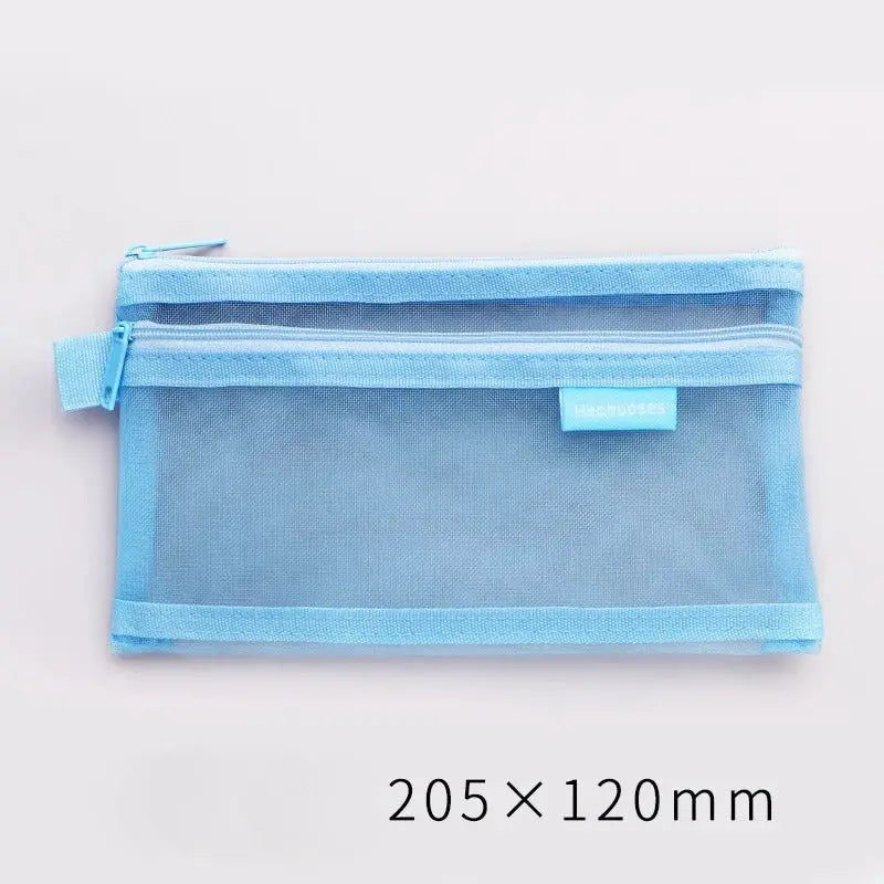 Simple Transparent Double Mesh Pencil Case | Office & School Supplies | Go Clear Bag