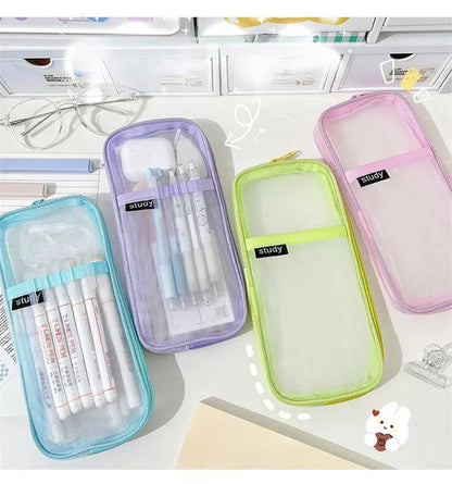 Transparent Mesh Double-Layer Pencil Case – Lightweight & Stylish | Go Clear Bag