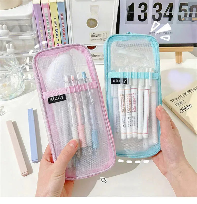 Transparent Mesh Double-Layer Pencil Case – Lightweight & Stylish | Go Clear Bag