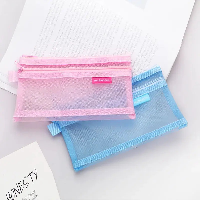 Simple Transparent Double Mesh Pencil Case | Office & School Supplies | Go Clear Bag