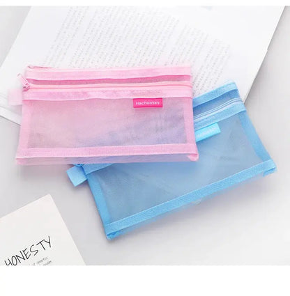 Simple Transparent Double Mesh Pencil Case | Office & School Supplies | Go Clear Bag