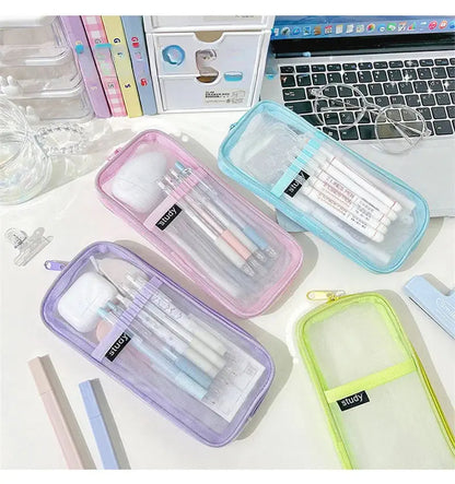 Transparent Mesh Double-Layer Pencil Case – Lightweight & Stylish | Go Clear Bag