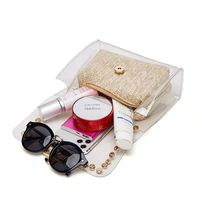 Clear Handbag Wicker Clutch Bag